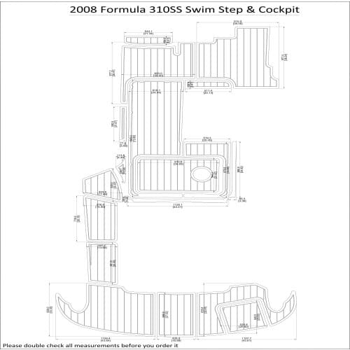 2008 Formula 310SS Swim Step & Cockpit Pad Boat EVA Teak Decking 1/4" 6mm