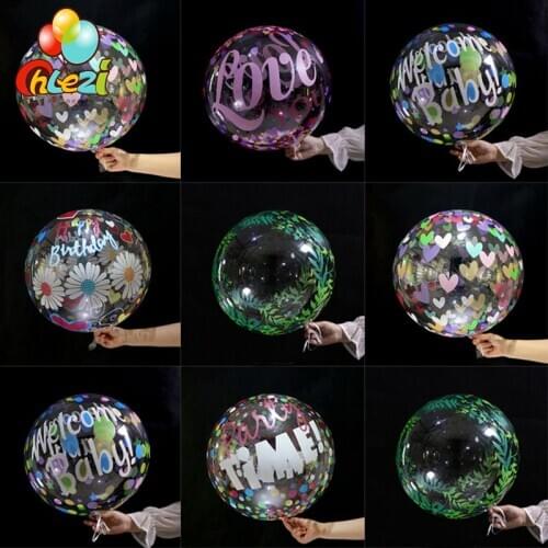 50pcs 20 inch Transparent Bobo Balloon Palm Leaf Love Birthday Theme Clear Helium Balloon Wedding Birthday Party Decorations