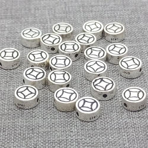 8 Sterling Silver Tiny Chinese Coin Beads 2-Sided for Bracelet Necklace