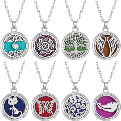 Aromatherapy Diffuser Necklace Tree of Life Locket Pendant Aromatherapy Jewelry Aroma Perfume Essential Oil Diffuser Necklace