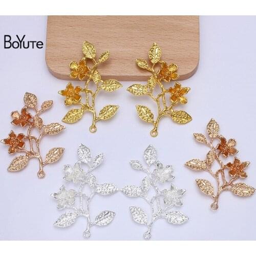 BoYuTe (10 Pairs/Lot) 50*70MM Metal Alloy Flower Branch Pendant Charms Materials Diy Handmade Jewelry Findings Components