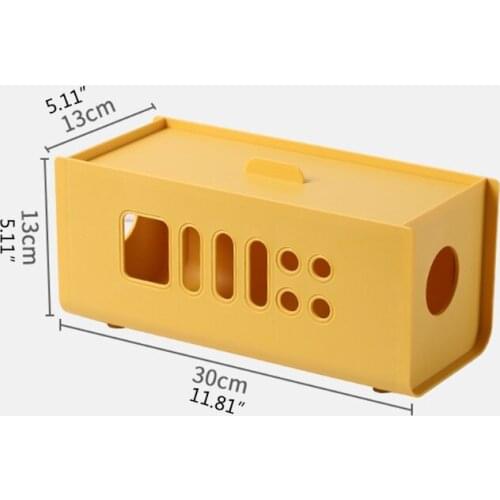Household Cable Management Storage Box with Lid Hollow Out Plastic Power Socket Strip Cord Organizer Case Wire Hider Y1QB