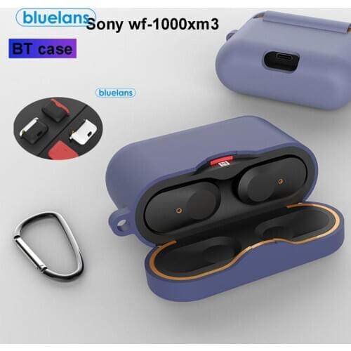 Case For SONY WF-1000XM3 Earphone Accessories Charging Box Cover Case On For SONY WF 1000 XM3 TPU Soft Shell with Anti-lost Hook
