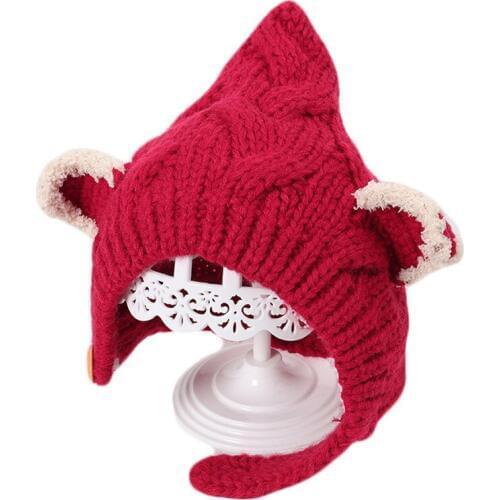 New Fashion Cute Cat Ears Knitted Baby Girl Hat Boy Cap Warm Autumn Winter Crochet Children Beanies Cap Cotton Kids Thick Hats