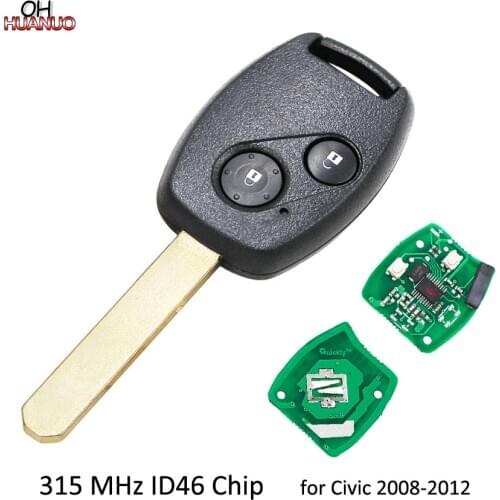 2 Buttons Remote Key Fob 315MHz With ID46 Chip for Honda Civic 2008 2009 2010 2011 2012 Ignition Key