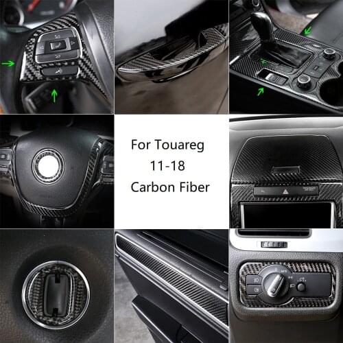 For VW Touareg 2011-2018 Car Center Control Air Condition Headlight Water Cup Window Switch Door Handle Panel Carbon Fiber Cover