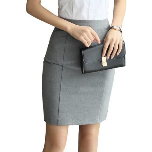 Elegant Office Lady Women Solid Color Pencil Skirt With Pocket Female Autumn High Waist Bodycon Skirts Plus Size S-4XL