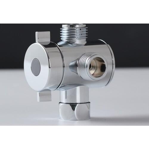 1/2 Inch ABS Chrome Shower Arm Diverter Valve 3-Way Adjustable T-adapter Bathroom Component Replacement Part