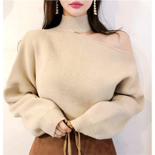 Женские пуловеры с открытыми плечами JMPRS China At AliExpress