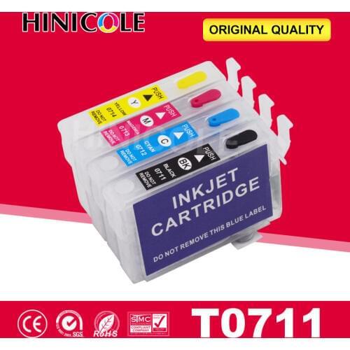 Hinicole Ink Cartridge Refillable Stylus DX7400 DX7450 DX8400 DX8450 DX9400F SX205 SX215 Printer Cartridges For Epson T0711
