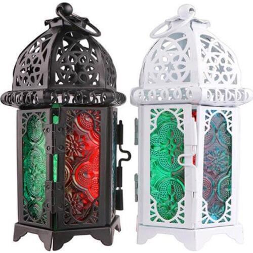 Classic Moroccan Decor Candle Holders Votive Iron Glass Hanging Candlestick Candle Lantern Party Home Wedding Decor F20173635