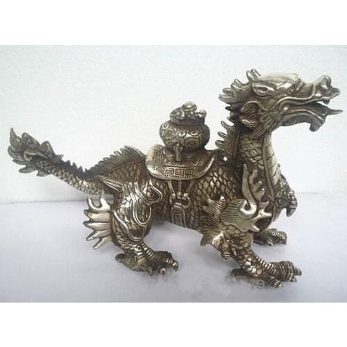 Collectibles Huge Tibetan Silver luck Dragon Statue