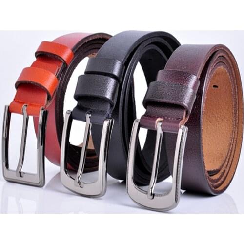 Leather Mens Pin Buckle Belt Casual Versatile Net Red Belt Two Layer Leather Fashion Trendsetter for Jeans Metal Buckle Belt