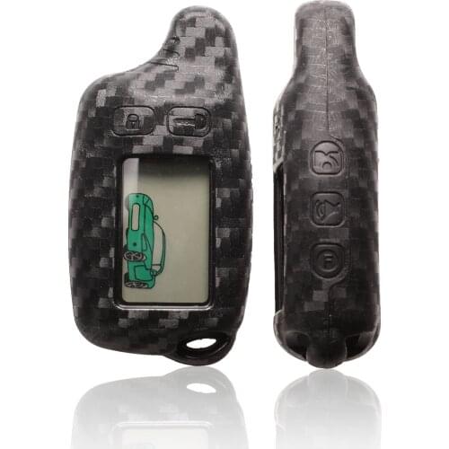 Kutery 10PCS 3BTN Carbon Silicone Remote Key Case Protect For Tomahaw For Russian 2-way Remote Alarm System Holder Fob Replace