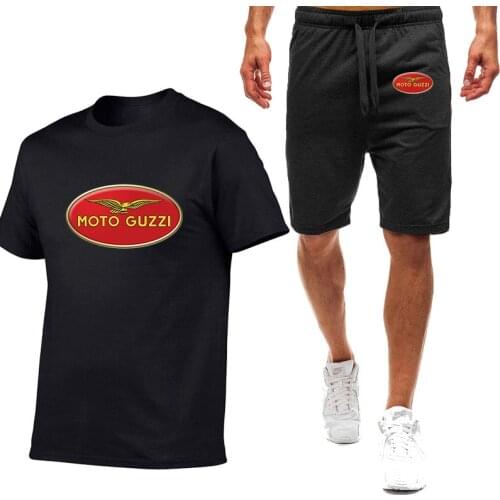 Moto Guzzi Logo Summer New 2021 Printing Male Design Decal Cotton Tops Solid Casual Sport T-Shirts Set Short Sleeve Shorts Suit