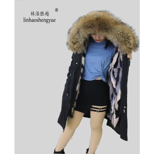 Linhaoshengyue fashion women Overcoming fox fur hood collar mink fur linink warm fox fur coat