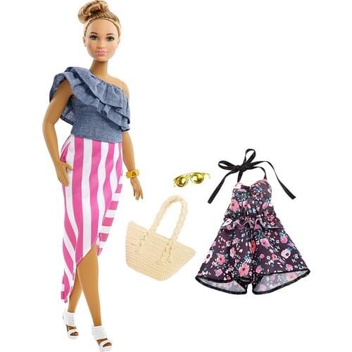 Barbie Fashionista Doll and Outfits-Brown Barbie Doll-Stylish and Cool Barbie-Barbie with Back-up clothes-Latest Trend Barbie