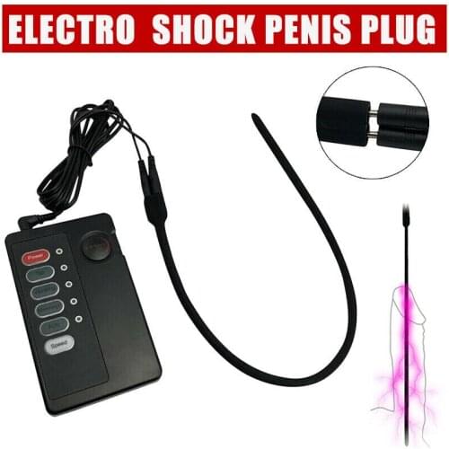 Male Electric Shock Penis Plug Cock Ring Electro Stimulation Urethral Catheter Sound Stretching Dilator Prostate Massager