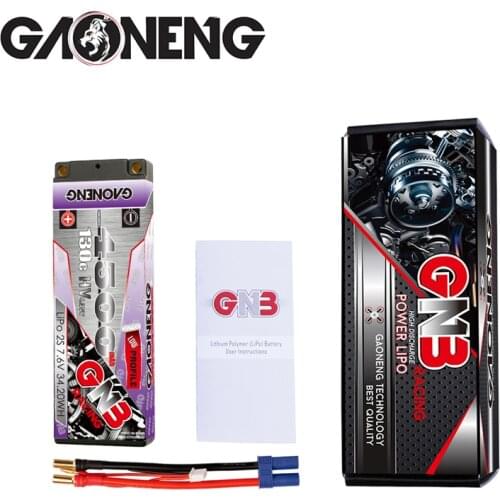 GAONENG GNB 2S 4500mAh 7.6V 130C/260C HV Low Profile Hardcase LiPo Battery 5.0mm Bullet XT60 T Plug for 1:10 1/10 RC Car Boat