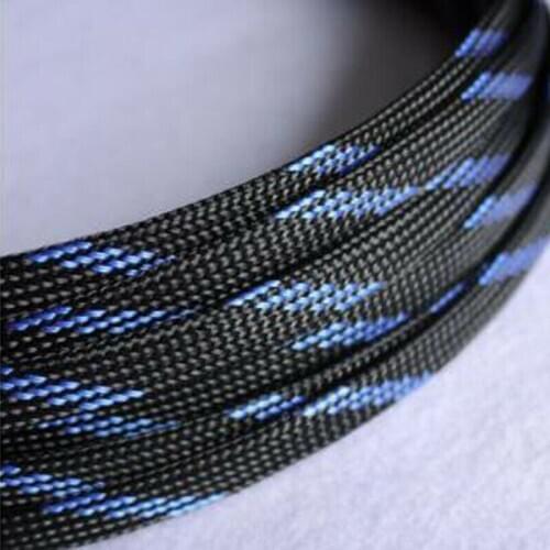Black&Blue 3-50mm Cable Sleeves Encrypted Snakeskin Mesh Wire Protecting Nylon Tight PET Expandable Braided Sleeves