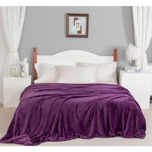 Bonenjoy Blanket for Beds Purple Color 300GSM Coral Fleece Plaids for Sofa Soft Warm Bedspread King Size Blankets 230x250cm