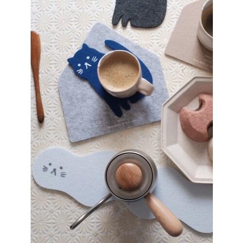 Japan Style Creative Cartoon Animals Felt Coaster Non-Slip Cup Mat Heat-resistant Tea Pad Home Dinner Decorations