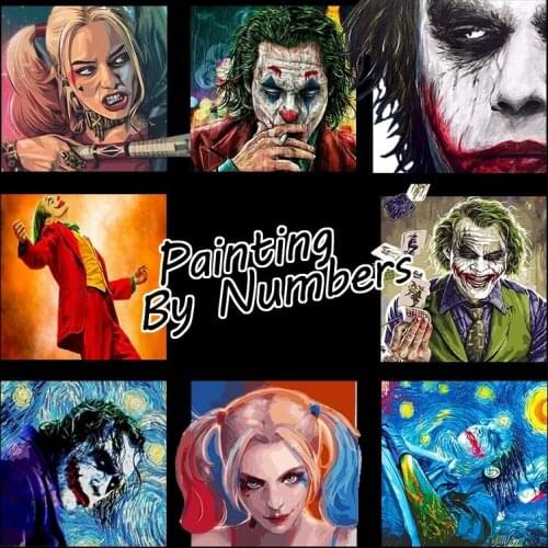 Clowns Oil Painting By Numbers For Adults On Canvas With Frame Figure Kits Acrylic Painted Wall Art Pictures DIY Home Decoration