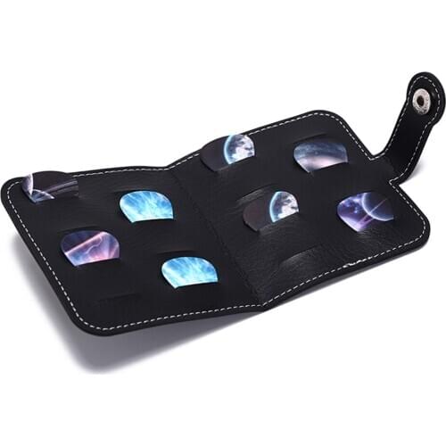 Deluxe Guitar Pick Holder PU Leather Wallet Plectrum Case Cover Carrying Bags