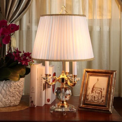Luxary classic American bedroom table light foyer European crystal table lamp glass tall table light bedside hotel table lamp