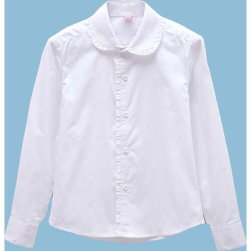 Girls White Shirts for Kids Casual Solid Long Sleeve Blouse Preppy Style School Uniform Teenager Clothing Wedding Party Vestidos