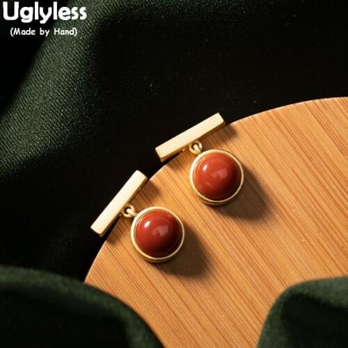 Uglyless Geometric Simple Fashion T Shape Earrings for Women Natural Agate Earrings Gold 925 Silver Minimalist Gemstones Jewelry