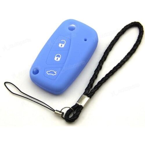 Blue Silicone Case Cover For Fiat Punto Ducato Panda Bravo Remote Flip Key 287BU