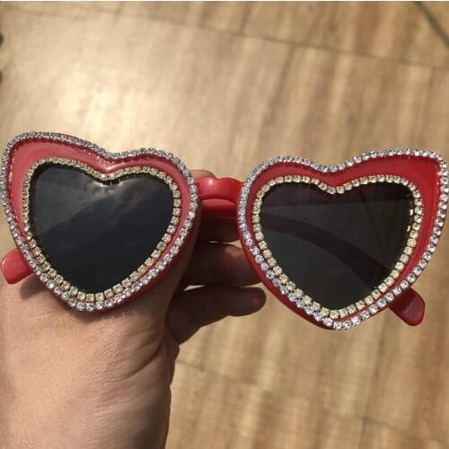 ZAOLIHU Red Love Heart Shape Women Sunglasses Gold Diamond Female Sun Glasses UV400 Sexy Cat Eye Eyewear Luxury Gafas de sol