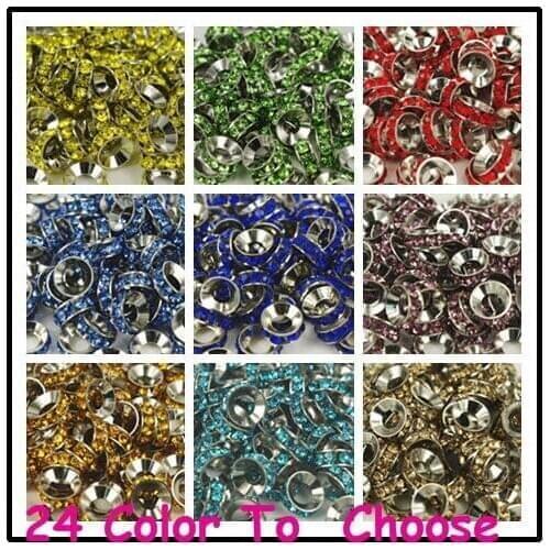 Tdt3g 10mm Mixed random color Rhinestone Crystal Rondelle Spacer Beads Lot Best Fasion European Beads