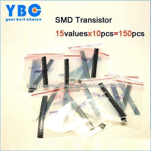 15valuesx10pcs=150pcs S9013 SS8050 SS8550 BAV99 2N7002 BAV70 TL431 BAT54C MMBT3904 Triode Transistor Assorted Kit