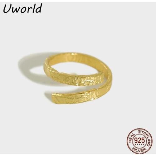 Unique Irregular concave-convex tin silver ring Resizable Double cross 18K Gold Filled S925 sterling silver finger ring