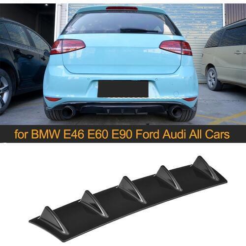 Universal Rear Bumper Lip Diffuser 5 3 Fin Shark Fin Carbon Look Glossy Black ABS Diffuser Spoiler ABS Plastic