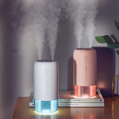 500ML 2 Mist Outlet Air Humidifier 3600mAh Battery Rechargeable Ultrasonic Aroma Diffuser Aromatherapy Humidificador for Home