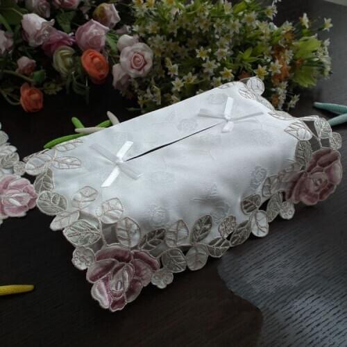 Gorgeous rose series Rural cloth art Chinese embroidery Paper towel set Tissue Boxes