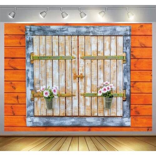 Vintage Wooden Door Backdrop Retro Rustic Barn Door Brick Photography Background Children Photoshoot Decoration Studio Backdrops