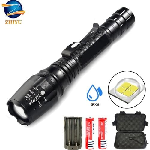 Brightest LED Tactical Military Flashlights 2000LM Super Bright Rechargeable T6 Zoomable 5 Modes LED Torch , Camping, Emergency