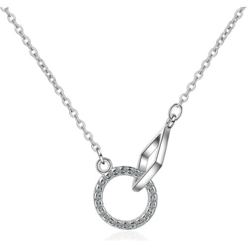 Web celebrity simple design creative versatile double color circle square short female silver plated necklaces SE097