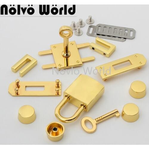 1-5 sets 2 colors 39*11mm gold chrome a set of lock with key eyelets rivets for woman chains purse bag accessories