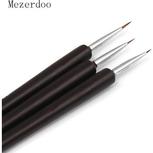 1 Set Tiny Drawing Liner Striper Detailed Painting 3 Sizes Nail Art Manicure DIY Design Tool Brush Pen Wood Handle Black