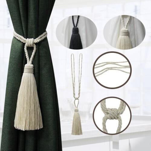1pc White Accessories Tied Rope Curtain Tieback Holder Clips For Curtains Hand Weaving Tassel Tieback