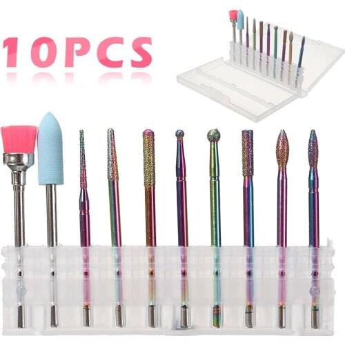10pcs 3/32" Nail Drill Bits Tungsten Carbide Manicure Pedicure Electric Files For Removing Gel Polish Nail File Buffer Pedicure