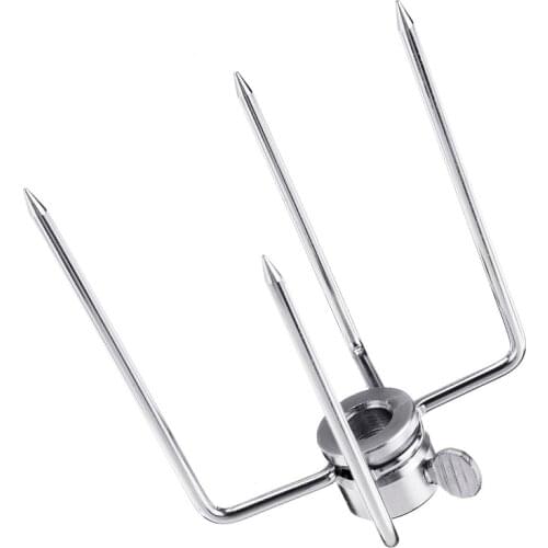 2Pcs Stainless Steel Rotisserie Meat Forks Clamp Grill Meatpicks Barbecue Skewer With Locking Screw Quick Adjustments BBQ Tools