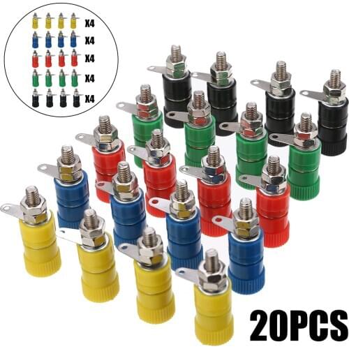 20pcs 5 Color Binding Post Female Socket Jack Copper Terminal Banana Adapter for 4mm Plug Connector Electronic Test Accessories