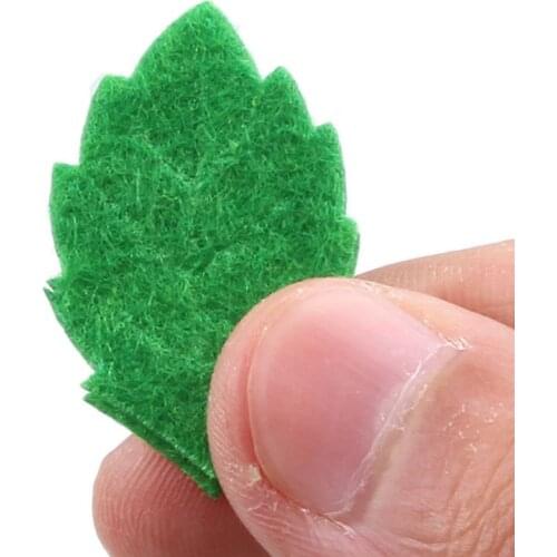 200pcs Green Leaves Leaf Card Making Decorating DIY Sewing Crafts Handcraft Applique Wall Stickers 30mm