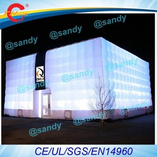 Free air ship to door,8x8x4MH Outdoor White Party Wedding Events Inflatable Cube marquee Tent with white light